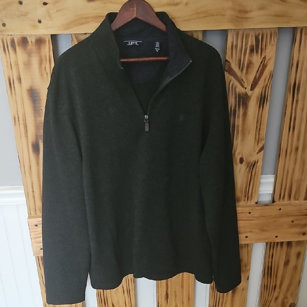 Izod Men's Forest Green Zip-Up Sweater
